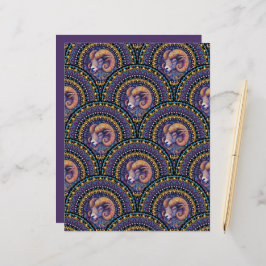 Whimsical Aries Zodiac Mandala Art Deco Scallop