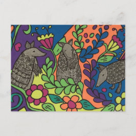 Whimsical Armadillos Postcard Vykort