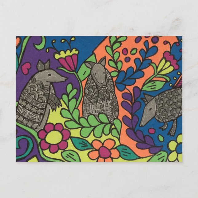 Whimsical Armadillos Postcard Vykort (Framsida)