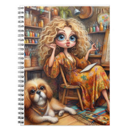 Whimsical Artist Girl Spiral Notebook  Anteckningsbok