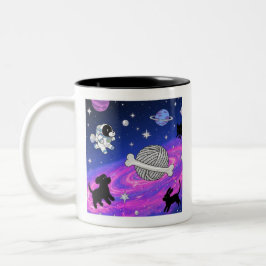 Whimsical Astronaut Dog Space Galaxy Mug Två-Tonad Mugg