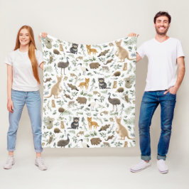 Whimsical Australian Animals Greenery Eucalyptus Fleecefilt