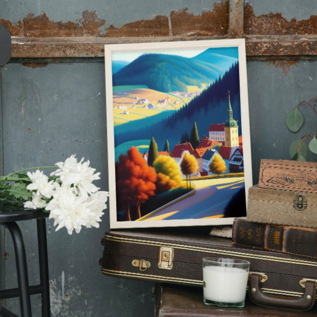 Whimsical Austria Countryside Art Print Poster (Skapare uppladdad)