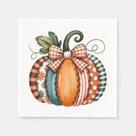 Whimsical Autumn Accent with Gingham Bow Pappersservett