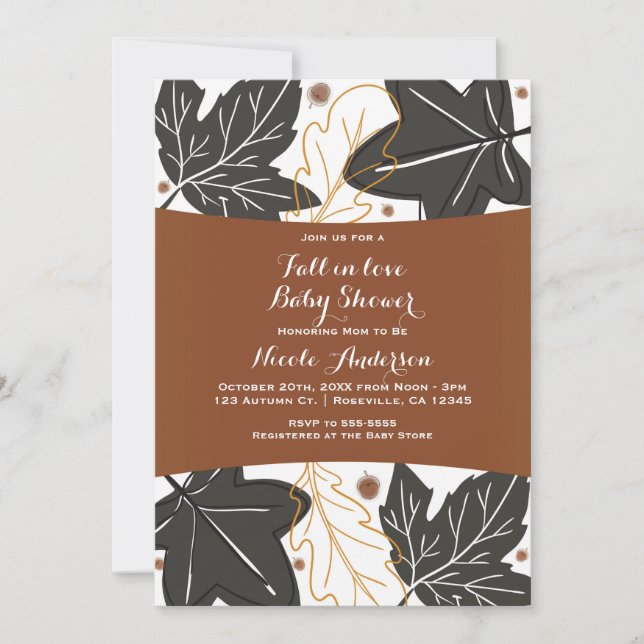 Whimsical Autumn Fall Leaves & Acorns Baby Shower Inbjudningar (Framsida)