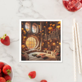 Whimsical Autumn Hollowed-Out Tree Decoupage Pappersservett