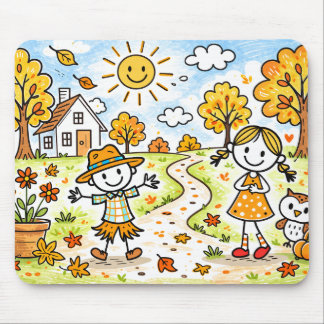 Whimsical Autumn Kids and Owl Musmatta