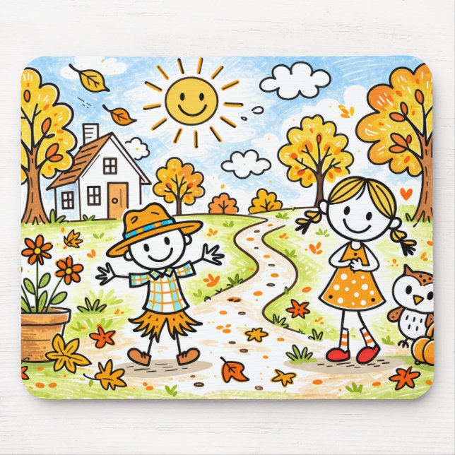 Whimsical Autumn Kids och Uggla Musmatta (Framsidan)
