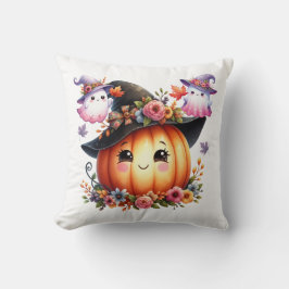 Whimsical Autumn Pumpkin Witch Design Kudde