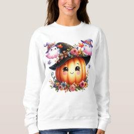 Whimsical Autumn Pumpkin Witch Design T Shirt