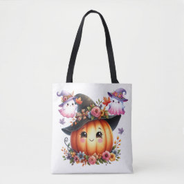 Whimsical Autumn Pumpkin Witch Design Tygkasse