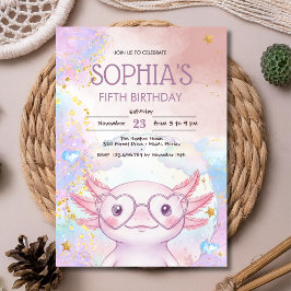 Whimsical axolotl barnkalas inbjudningar
