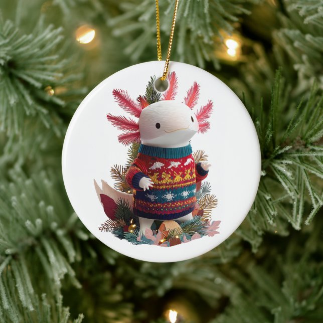Whimsical Axolotl Lovers Julgransprydnad Keramik (Träd)