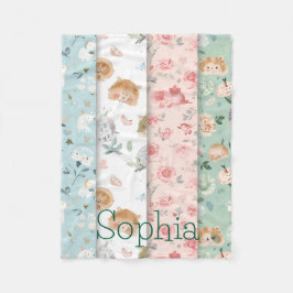 Whimsical baby blanket forest animals patterns fleecefilt
