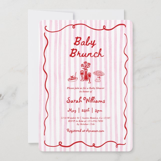 Whimsical Baby Brunch Baby Shower Girl Inbjudningar (Framsida)