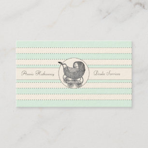 Whimsical Baby Buggy Blue Grönt Birthing Services Visitkort