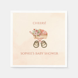 Whimsical Baby Carriage Floral Baby Shower Pappersservett