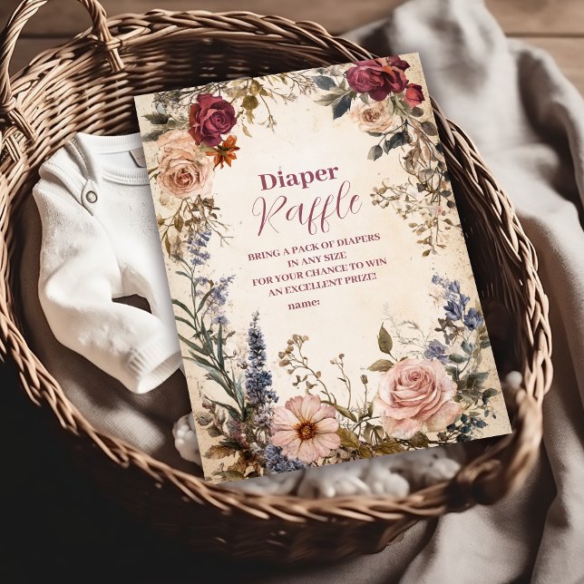 Whimsical Baby i Bloom Wildblomme Diapper Raffle Tilläggskort (Skapare uppladdad)