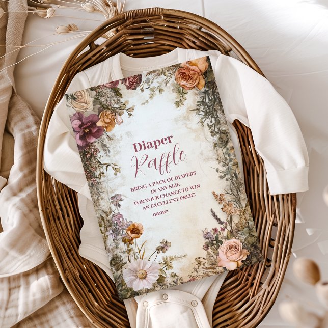 Whimsical Baby i Bloom Wildblomme Diapper Raffle Tilläggskort (Skapare uppladdad)