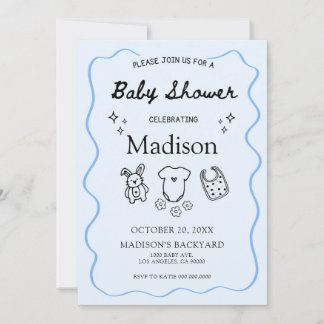 Whimsical Baby Shower-inbjudan - handritad ikon Inbjudningar