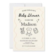 Whimsical Baby Shower-inbjudan - handritad ikon