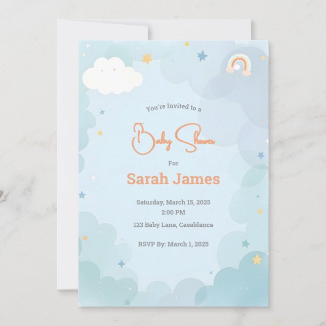 Whimsical Baby Shower-inbjudan Inbjudningar (Framsida)
