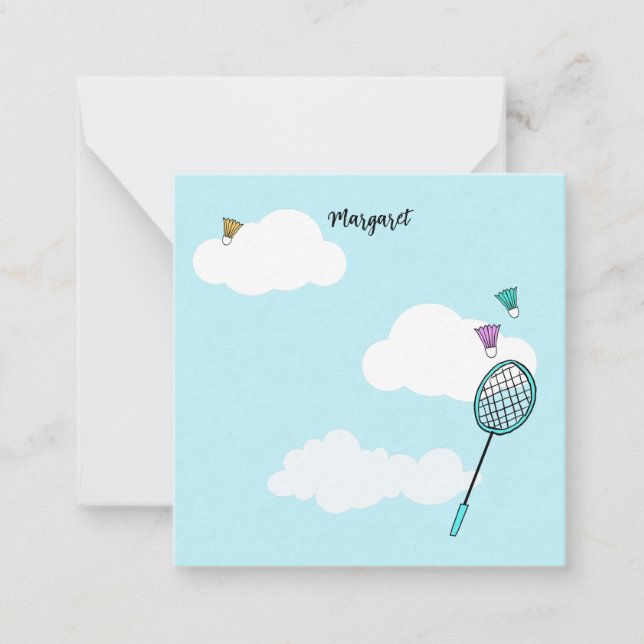 Whimsical Badminton Racquets Birdies Personlig Anteckningskort (Framsida)