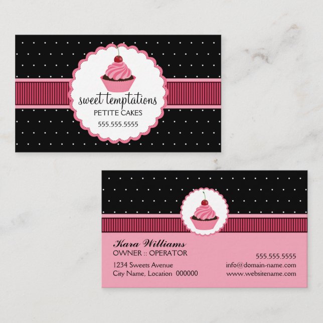 Whimsical Bakery Cupcake Visitkort (Fram/baksida)