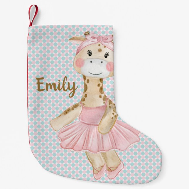 Whimsical Ballerina Giraffe Personlig Liten Julstrumpa (Framsidan)