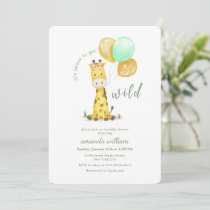 Whimsical ballong vild Sarafi giraff baby shower Inbjudningar