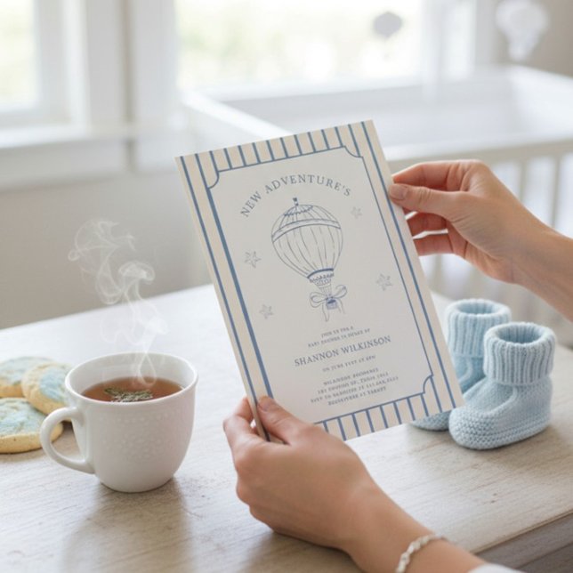 Whimsical Balloon Stripes Baby Sprinkle Invitation Inbjudningar (Skapare uppladdad)