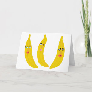 Whimsical Banana Trio ANPASSAD Kort