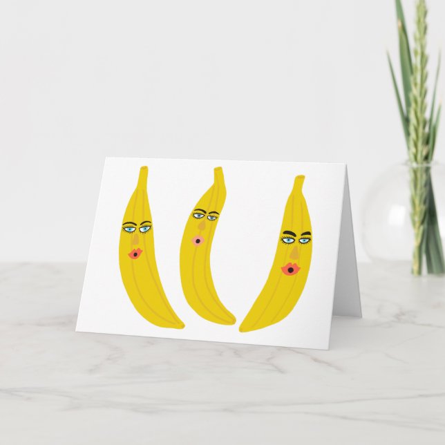 Whimsical Banana Trio ANPASSAD Kort (Framsida)