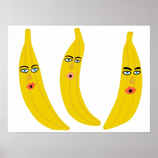 Whimsical Banana Trio Art Poster (Framsidan)