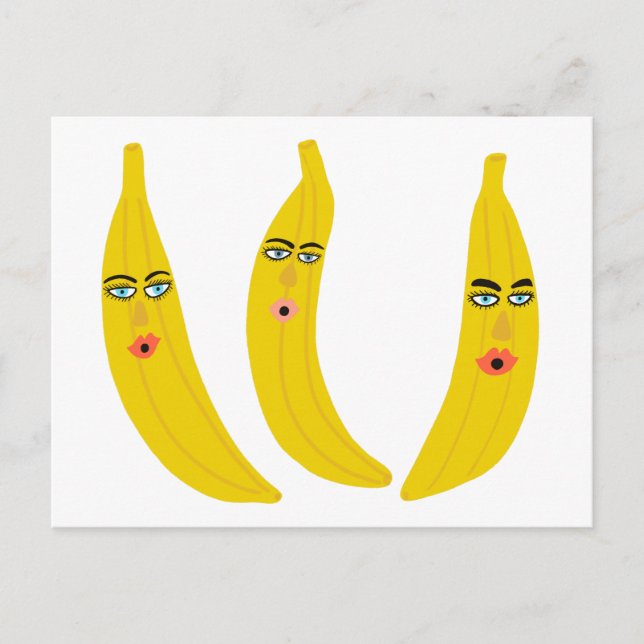 Whimsical Banana Trio-vykort Vykort (Framsida)