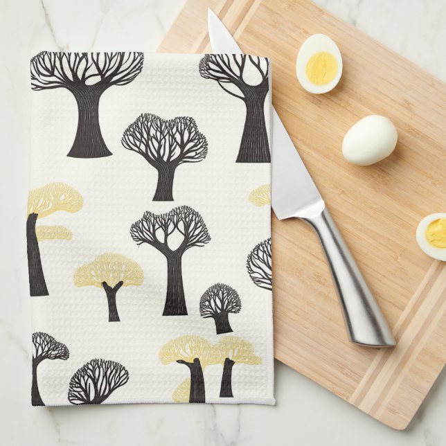 Whimsical Baobab Träd Mönster Kökshandduk (Vikt i Fjärdedel)