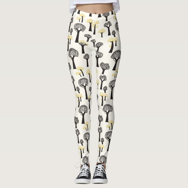 Whimsical Baobab Träd Mönster Leggings (Framsida)