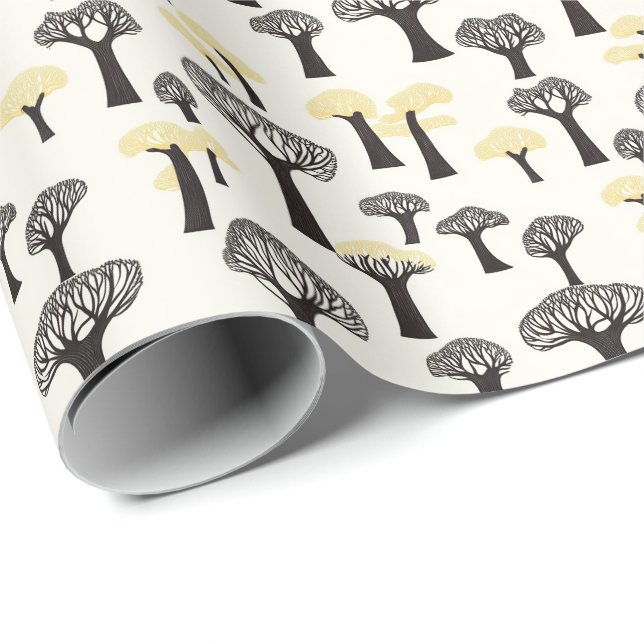 Whimsical Baobab Träd Mönster Presentpapper (Rullad Hörn)