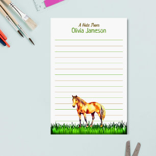 Whimsical Barnamns Namn HÄST Linjerat skrivpapper Brevpapper