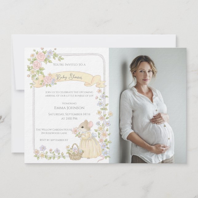 Whimsical Barnkalas Möss Baby Shower Inbjudningar (Framsida)