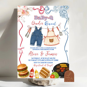Whimsical BBQ-könsbestämmande inbjudan
