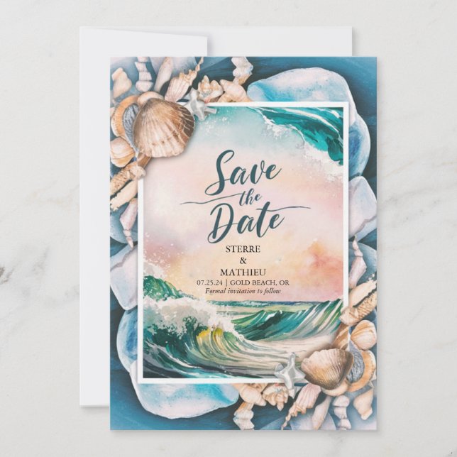 Whimsical Beach Wedding Spara Datumet (Framsida)