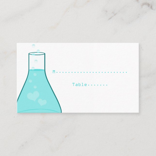 Whimsical Beaker Place Cards, Aqua Placeringskort (Framsida)
