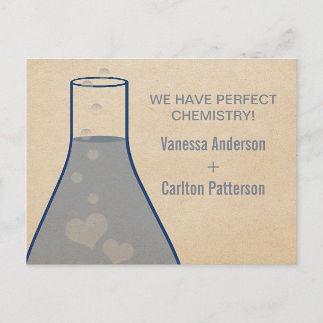 Whimsical Beaker Save the Date Postcard, Blue Meddelande Vykort (Framsida)