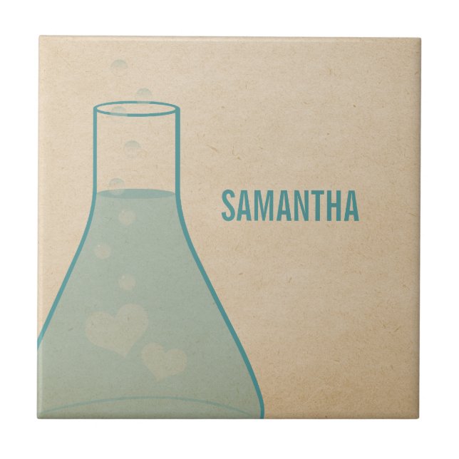 Whimsical Beaker Tile, Teal Kakelplatta (Framsidan)