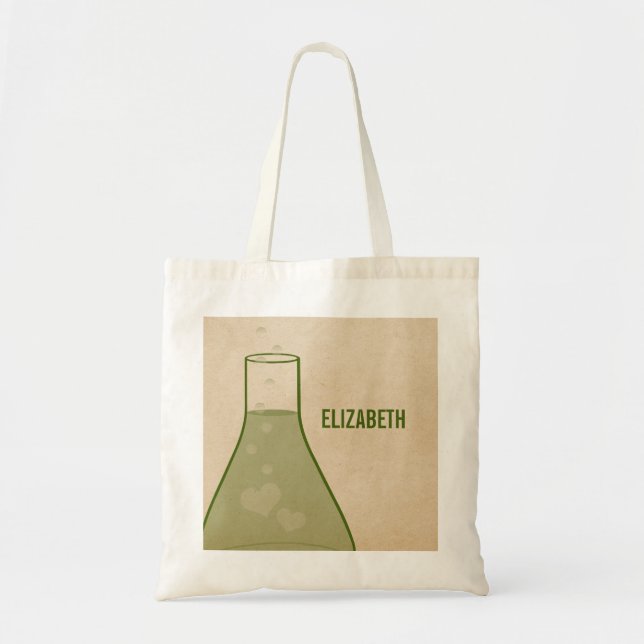 Whimsical Beaker Tote Bag, Grönt Tygkasse (Framsidan)