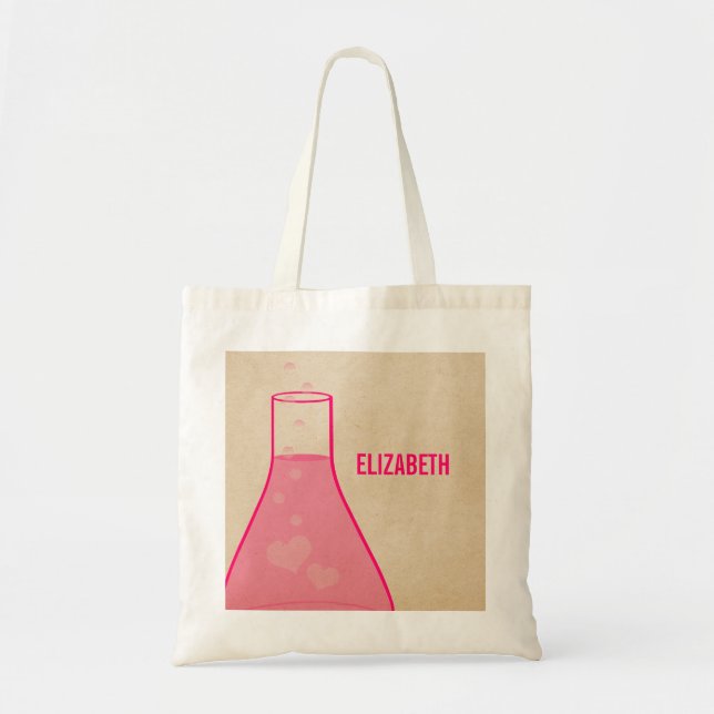Whimsical Beaker Tote Bag, Rosa Tygkasse (Framsidan)