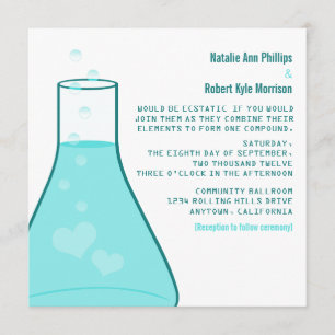 Whimsical Beaker Wedding Inve, Aqua Inbjudningar