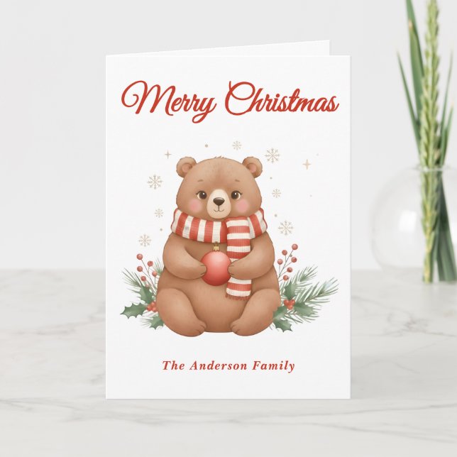 Whimsical Bear Jul Helgkort (Framsida)