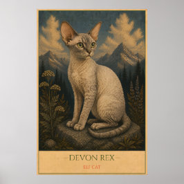 Whimsical Beauty: Devon Rex Poster